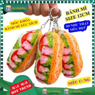 MÓC KHÓA BÁNH MÌ TÔ CƠM 3D - Vải Nhung Mịn Kim Loại - Phụ Kiện Xe, Ba Lô, Cặp Học Sinh Móc Chìa Khoá