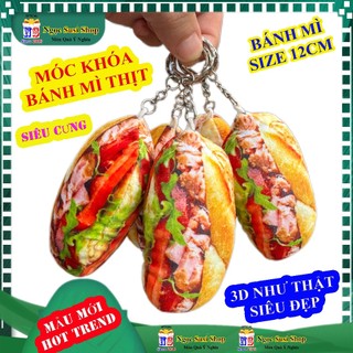 MÓC KHÓA BÁNH MÌ TÔ CƠM 3D Phụ Kiện Xe, Ba Lô, Cặp Học Sinh Móc Chìa Khoá Vải Nhung Mịn Kim Loại ĐẸP
