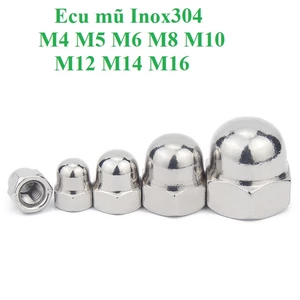 10 cái M4-M16 Đai ốc mũ, ecu mũ inox304 M4-M16
