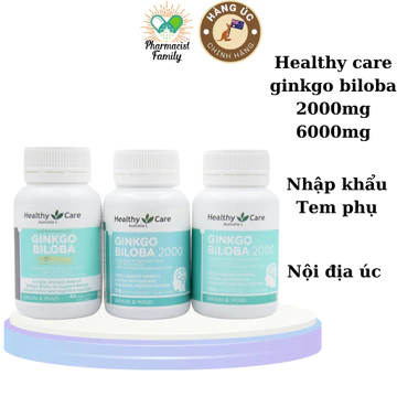 Bổ não [Úc] Healthy Care Ginkgo Biloba 2000mg - 100 viên 6000mg - 60 viên
