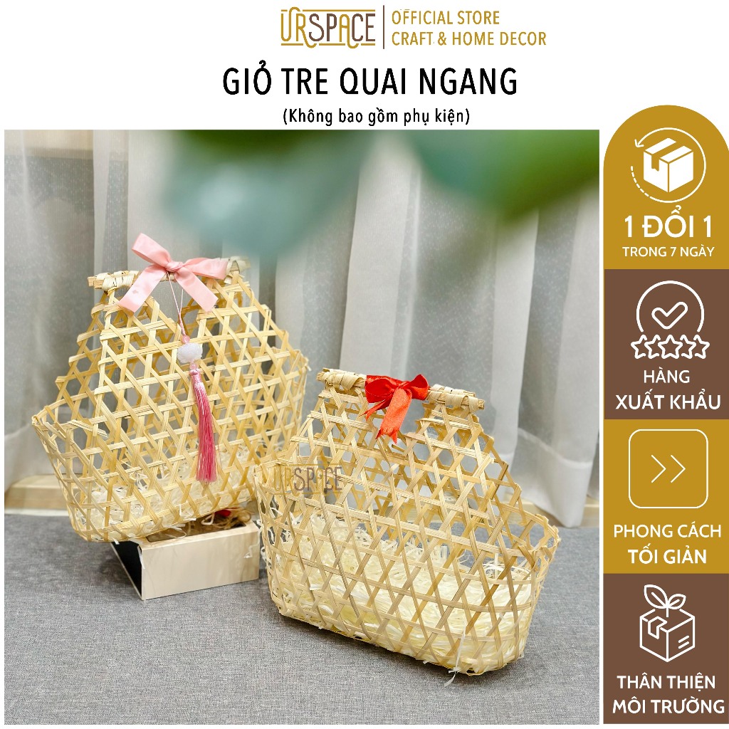 Giỏ tre giỏ quà Tết bằng tre có quai cầm giỏ decor trang trí UR SPACE ...