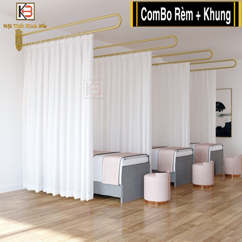 [ RÈM SPA & KHUNG TREO ] Rèm voan lụa SPA may sẵn kèm khung treo spa ...