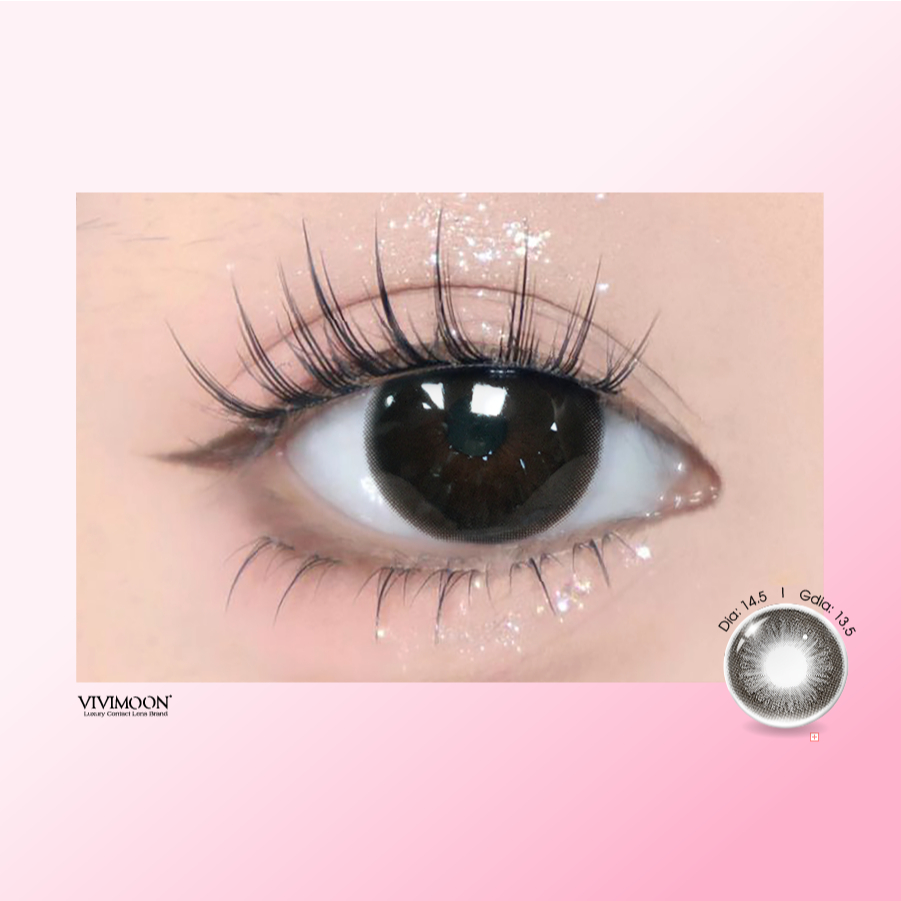Ảnh Kính áp tròng VIVIMOON EYECONIC lens cận cho mắt thở màu đen baby Sweetie Black, giãn tròng to 14.5mm, lens 06 tháng 4