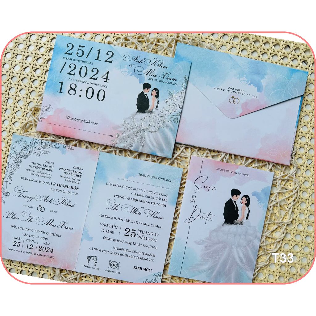 Thiệp cưới P1049 (nhận in từ 150 thiệp)