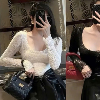 Áo REN Lưới CỔ U TRƠN Nữ Thời Trang Ôm-Áo Lưới Mỏng SEXY HÓT GIRL