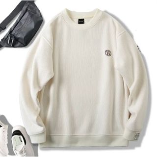 Áo Sweater nỉ nhung form rộng nam nữ in chữ H G22