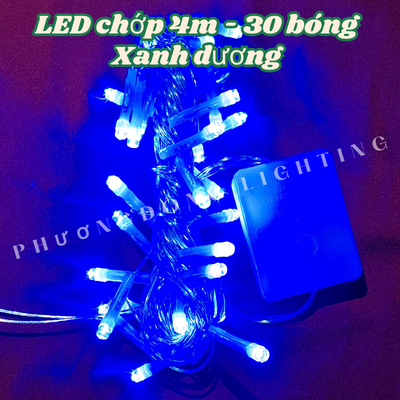Dây đèn LED CHỚP Trang trí Noel - Dây dài 4m - 30 Bóng Nhiều màu