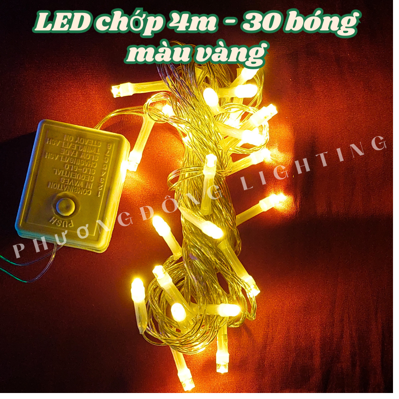 Dây đèn LED CHỚP Trang trí Noel - Dây dài 4m - 30 Bóng Nhiều màu