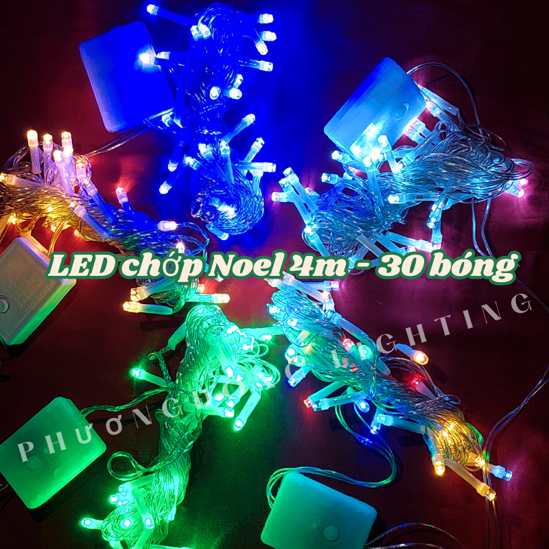 Dây đèn LED CHỚP Trang trí Noel - Dây dài 4m - 30 Bóng Nhiều màu