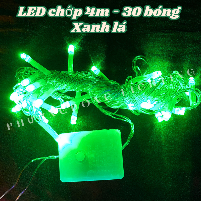 Dây đèn LED CHỚP Trang trí Noel - Dây dài 4m - 30 Bóng Nhiều màu