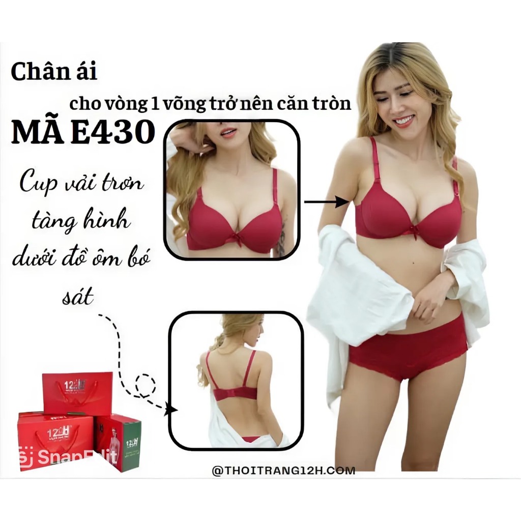 Áo ngực nữ không gọng mút vừa nâng ngực tạo khe E430,áo lót mút vừa không gọng ,áo ngực không gọng Đồ  lót 12h