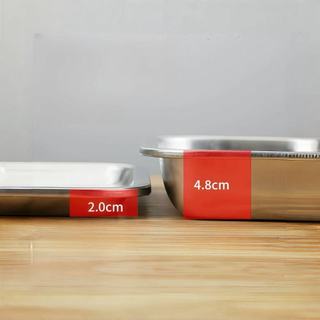 Khay inox 60-40-2 đựng thức ăn đáy sâu 4.8cm/ cạn 2cm Chubby Chef dùng làm mâm cơm khay nướng bánh khay inox cao dài