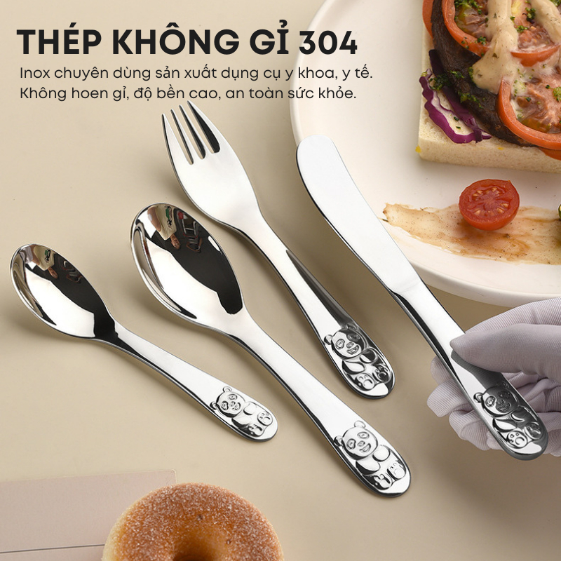 Bộ Dao Thìa Nĩa Trẻ Em Inox Cao Cấp KOOBEE Không Gỉ, Sáng Bóng – An Toàn Cho Bé Từ 2 Tuổi |194
