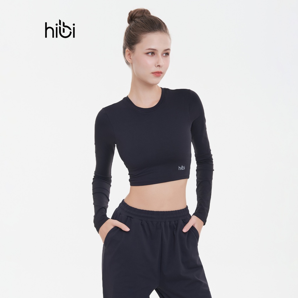 Ảnh Áo Tập Yoga Gym Hibi Sports CR832 Kiểu Tay Dài Cổ Tròn, Kèm Mút Ngực 1