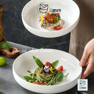 Đĩa Sứ Trắng Lòng Sâu Thành Cao, Dày Dặn Cao Cấp Thiết Kế Đơn Giản Sang Trọng DIA011