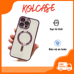 Ốp Lưng Từ Tính KOLEAD P41 Silicon Trong Suốt – Viền & Vòng Kim Loại Cho Pro/Pro Max