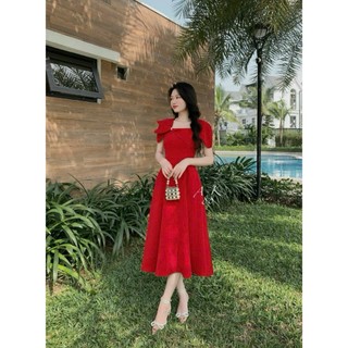 Đầm Dáng Xòe ĐÍNH NGỌC Kết NƠ TO Thời Trang Nữ MỚI