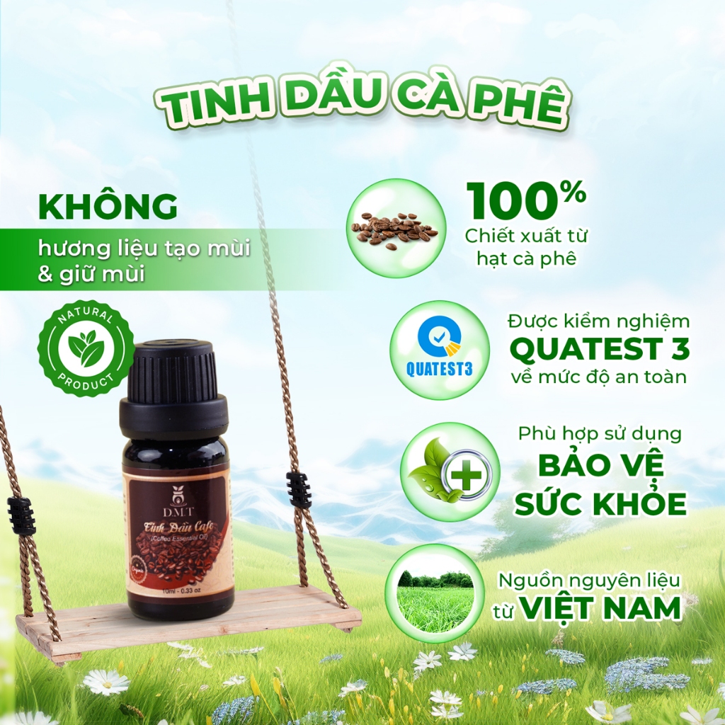 Tinh dầu cà phê thơm phòng DMT - tinh dầu cafe thiên nhiên xông phòng, treo xe ô tô 5ml/10ml