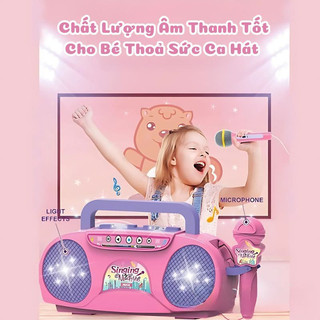 Đồ Chơi Loa Hát Karaoke Kèm Mic Kuromi Có Đèn, Kết Nối Với Điện Thoại Qua Rack 3.5 Tiện Lợi- Đồ Chơi Thông Minh Cho Bé