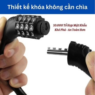 Khóa Xe Đạp Thể Thao 4 Số Chống Trộm, Dây Treo Yên Xe Đạp Không Cần Chìa, Lõi Thép Bảo Vệ Tối Đa