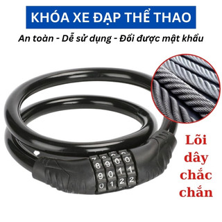 Khóa Xe Đạp Thể Thao 4 Số Chống Trộm, Dây Treo Yên Xe Đạp Không Cần Chìa, Lõi Thép Bảo Vệ Tối Đa
