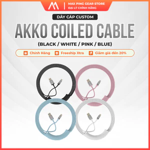 Dây Cáp Custom Bàn Phím Cơ AKKO Coiled Cable (Black / White / Pink / Blue) - Maxpinggear