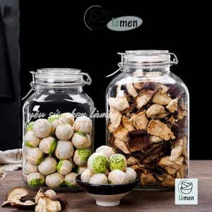 Lọ Thủy Tinh, Hũ Thủy Tinh Nắp Cài Inox Kín Hơi Dáng Vuông Cao Cấp LOV005