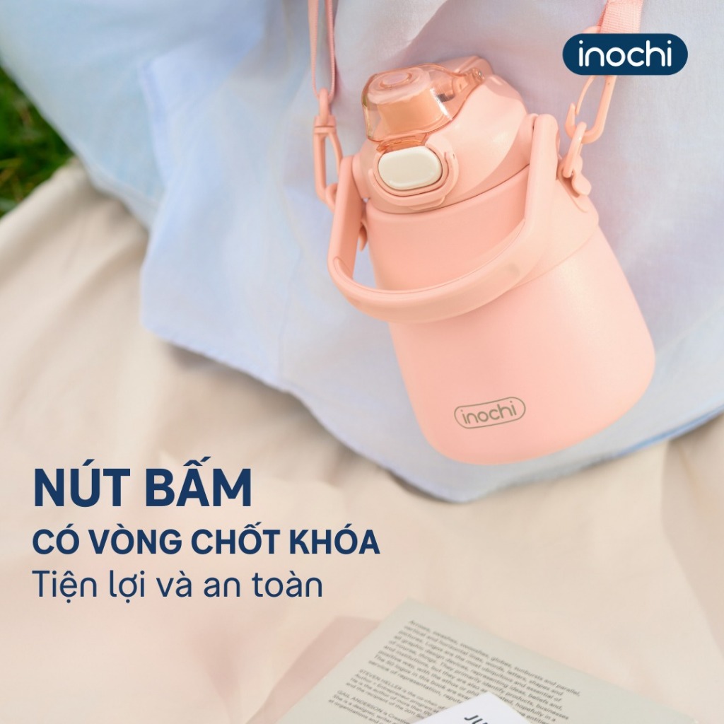 Bình giữ nhiệt INOCHI lõi inox cao cấp Fuji Bell dung tích 900ml, có ống hút và dây đeo tiện lợi