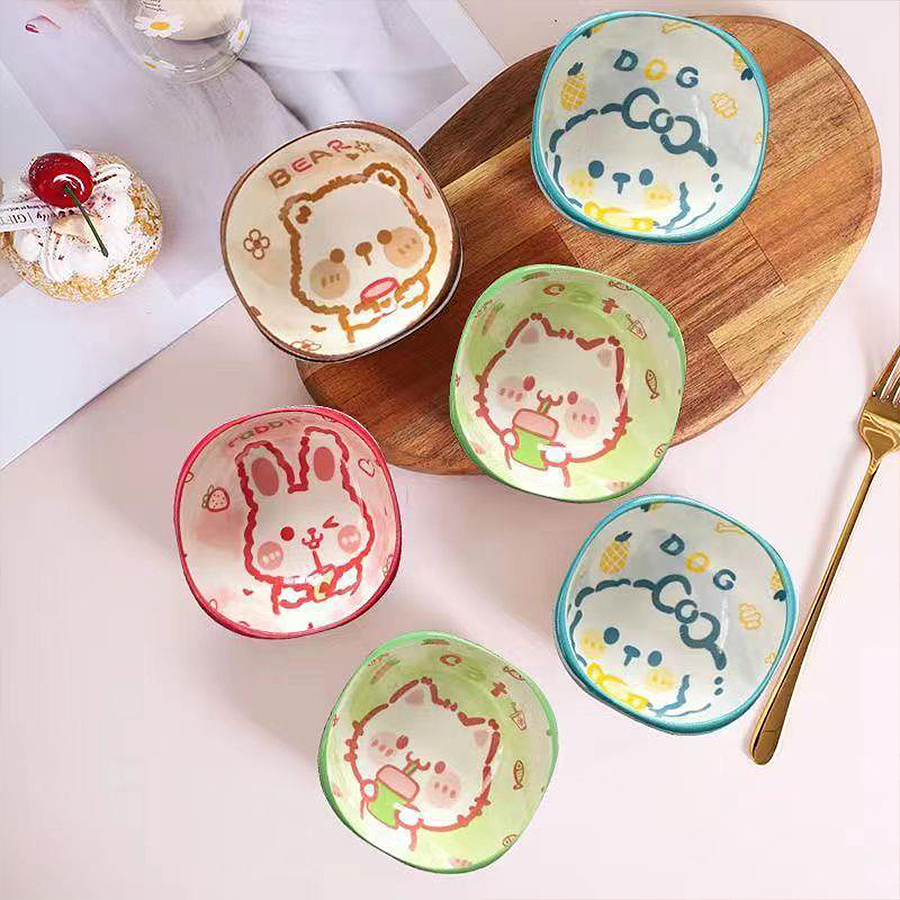 [Bảo Hành Bể Vỡ] Bát Sứ Cỡ Nhỏ, Bát Sứ Đựng Gia Vị, Nước Chấm In Hình Dễ Thương BAT053