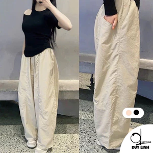Quần nữ cạp cao ống rộng DuyLinh quần dài nữ dù gió parachute phong cách trẻ trung vải mềm mại QD02