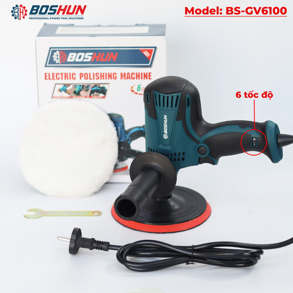Máy Đánh Bóng Boshun BS-GV6100 Công Suất 700W 6 Tốc Độ, Đánh Bóng, Chà Nhám Ô tô, Xe Máy, Gỗ, Sàn Nhà, Tường