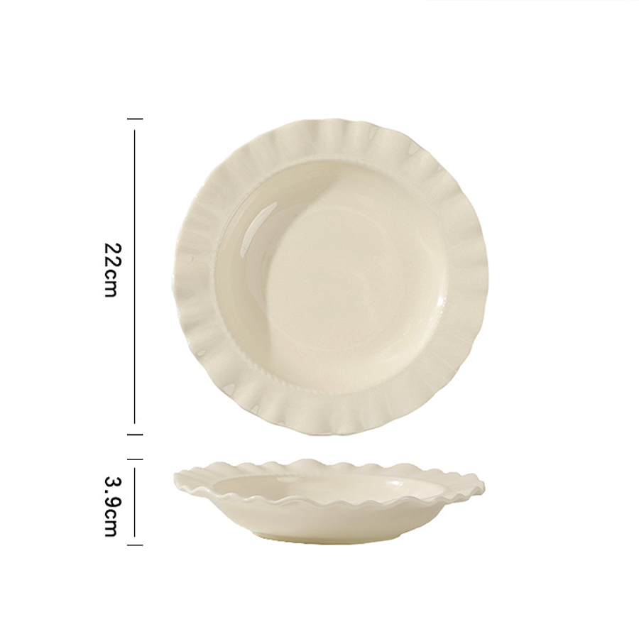 [ Bảo Hành Bể Vỡ ] Đĩa Sứ Oval Viền Gợn Sóng Đơn Giản, An Toàn Sức Khỏe, Decor Bàn Ăn Hàng Ngày DIA103