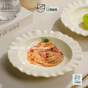 Đĩa Sứ Oval Viền Gợn Sóng Đơn Giản, An Toàn Sức Khỏe, Decor Bàn Ăn Hàng Ngày DIA103