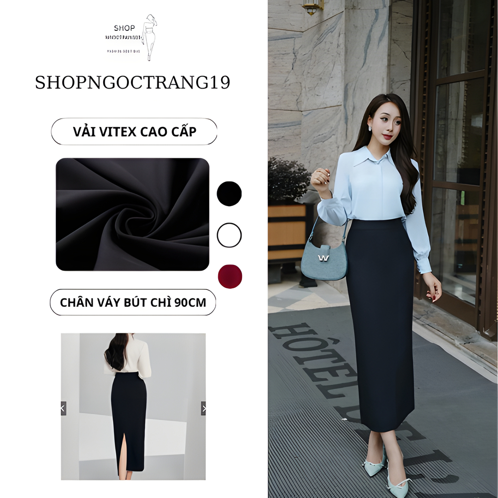 Chân Váy Bút Chì 90cm 2 Lớp Chất Liệu Vitex Đẹp Thời Trang Thu Đông 2024 CV177
