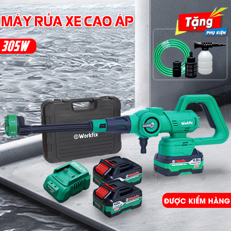 [CHÍNH HÃNG] Máy Rửa Xe Cao Áp Workfix WF-PW3825BL 305W, 6 Chế Độ, 3 Tốc Độ, Không Chổi Than Chính Hãng