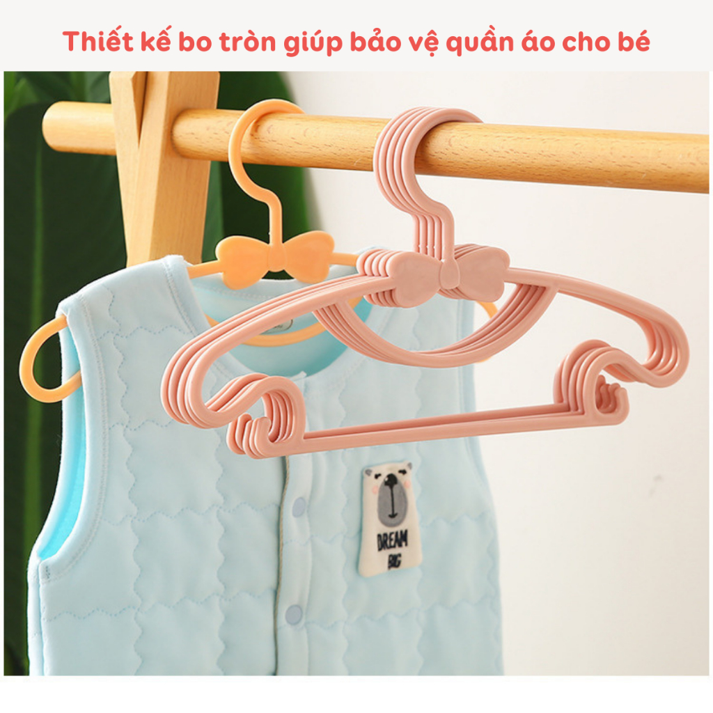 [QUÀ TẶNG KO BÁN] Combo 10 Mắc Treo Quần Áo Cho Bé, Móc Treo Đồ Cho Trẻ Sơ Sinh Màu Sắc Pastel Chống Nhăn