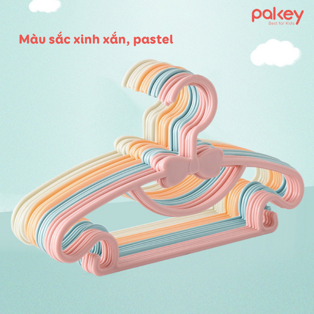 [QUÀ TẶNG KO BÁN] Combo 10 Mắc Treo Quần Áo Cho Bé, Móc Treo Đồ Cho Trẻ Sơ Sinh Màu Sắc Pastel Chống Nhăn