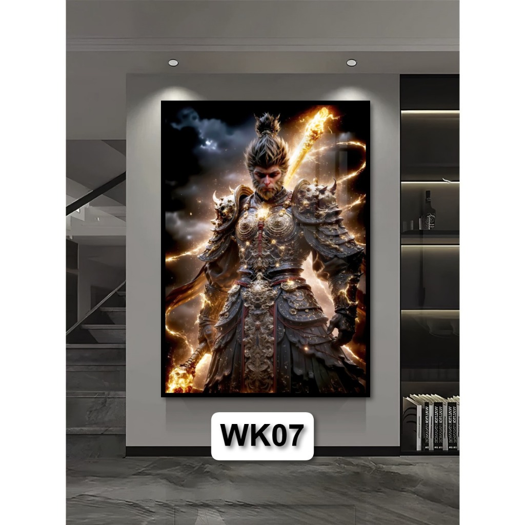Tranh Wukong Ngộ Không - Tranh Gỗ Tráng Gương Có Khung Decor Phòng Khách Phòng Game