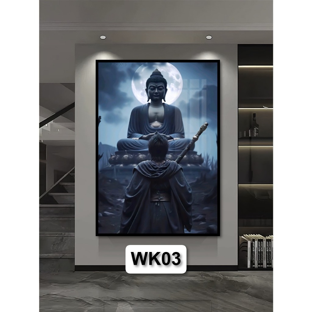 Tranh Wukong Ngộ Không - Tranh Gỗ Tráng Gương Có Khung Decor Phòng Khách Phòng Game