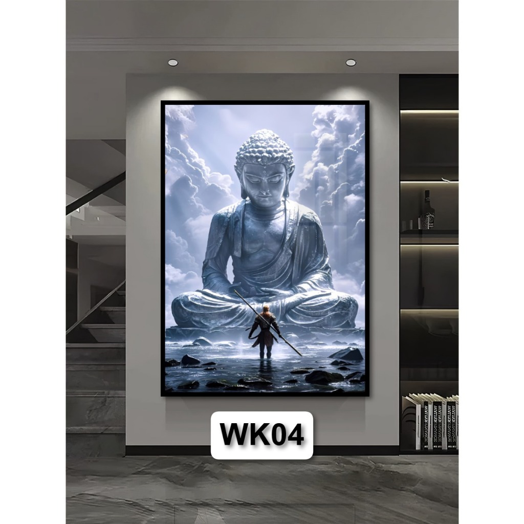 Tranh Wukong Ngộ Không - Tranh Gỗ Tráng Gương Có Khung Decor Phòng Khách Phòng Game