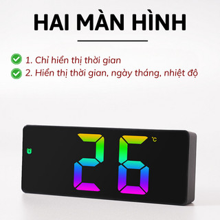 Đồng Hồ LED Mặt Gương Myd.23, Báo Thức, Đo Nhiệt Độ, Trang Trí Bàn Làm Việc & Phòng Ngủ Chill