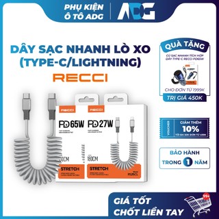 Dây sạc nhanh lò xo RECCI CHÍNH HÃNG - Sạc nhanh, chống rối, thông minh, an toàn | Phụ kiện ô tô ADG