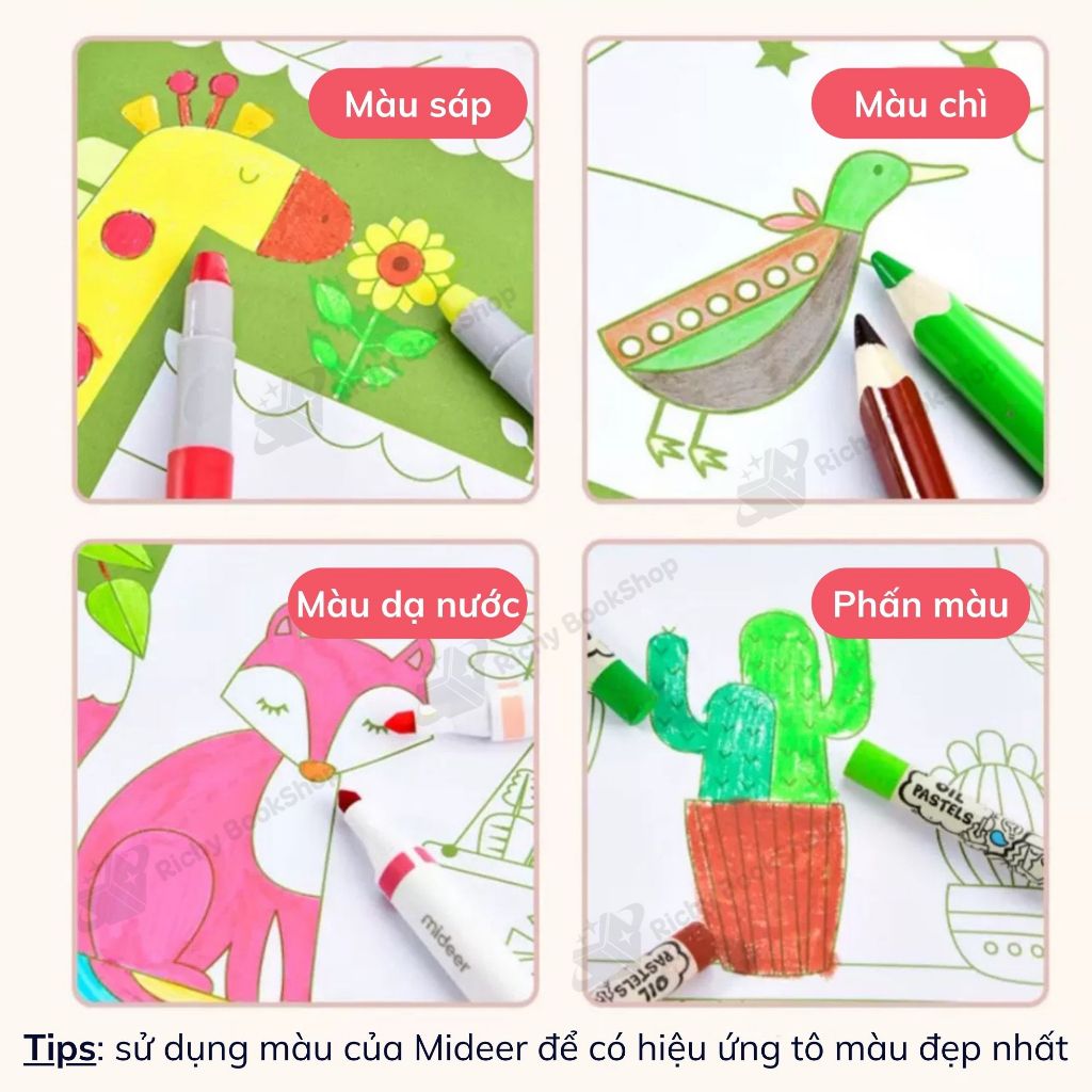 Vở tô màu 80 tranh cho bé Mideer Drawing Coloring, Đồ chơi thủ công mỹ thuật cho bé