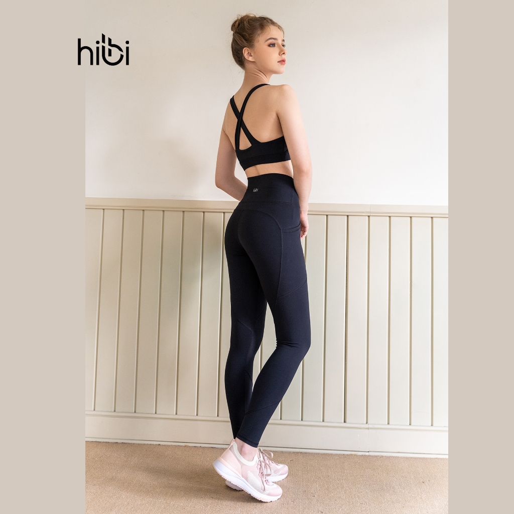 Ảnh Set đồ tập yoga nữ Hibi Sports H110 áo bra thể thao cổ yếm 2 dây, quần lưng cao, kèm mút ngực 4