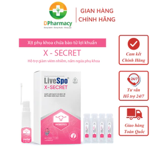 Xịt phụ khoa LiveSpo X-Secret- chứa bào tử lợi khuẩn. Hỗ trợ khử mùi và cân bằng pH, không kích ứng