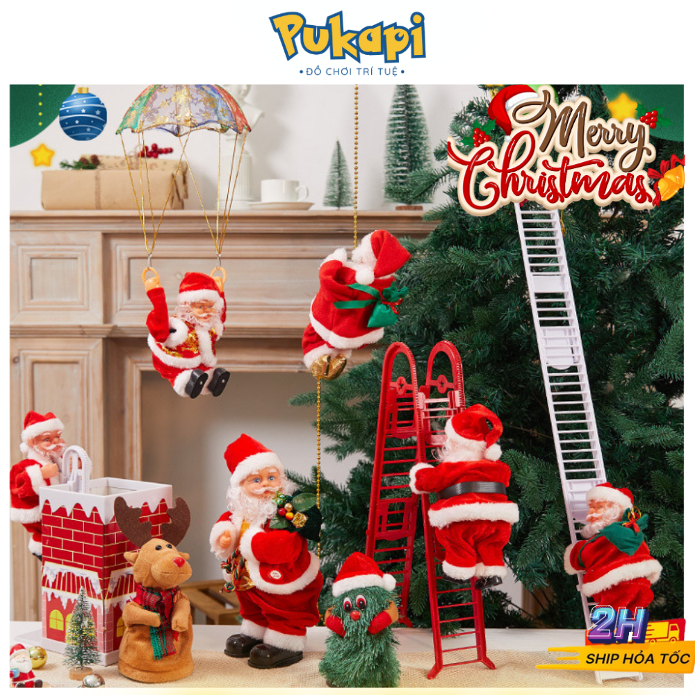 Ông Già Noel Leo Dây Nhảy Dù Tuần Lộc Có Đèn Nhạc Noel Qùa Tặng Trang Trí Giáng Sinh Hot Trend - Đồ Chơi Cho Bé PUKAPI