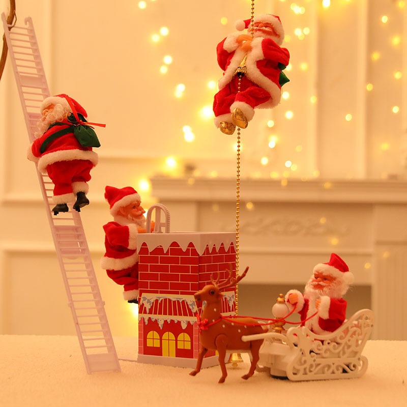 Ông Già Noel Leo Dây Nhảy Dù Có Đèn Nhạc Noel Qùa Tặng Trang Trí Giáng Sinh Hot Trend - PUPU HOUSE