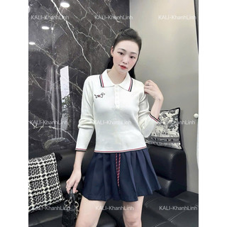 Áo len thom dài tay cổ bẻ free size len dệt kim mùa thu đông cổ phối viền mã 758