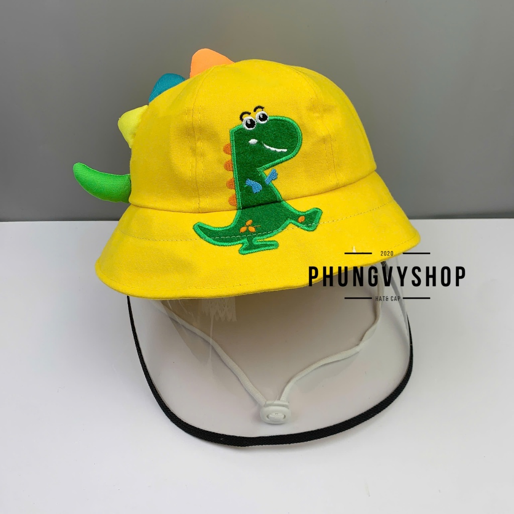 Bé 2-4Tuổi_Mũ chống giọt bắn chắn gió bụi mưa bucket tai bèo vành trẻ em phungvyshop-nón /Bo "KIẾNG" Khủng Long Đang Đi/