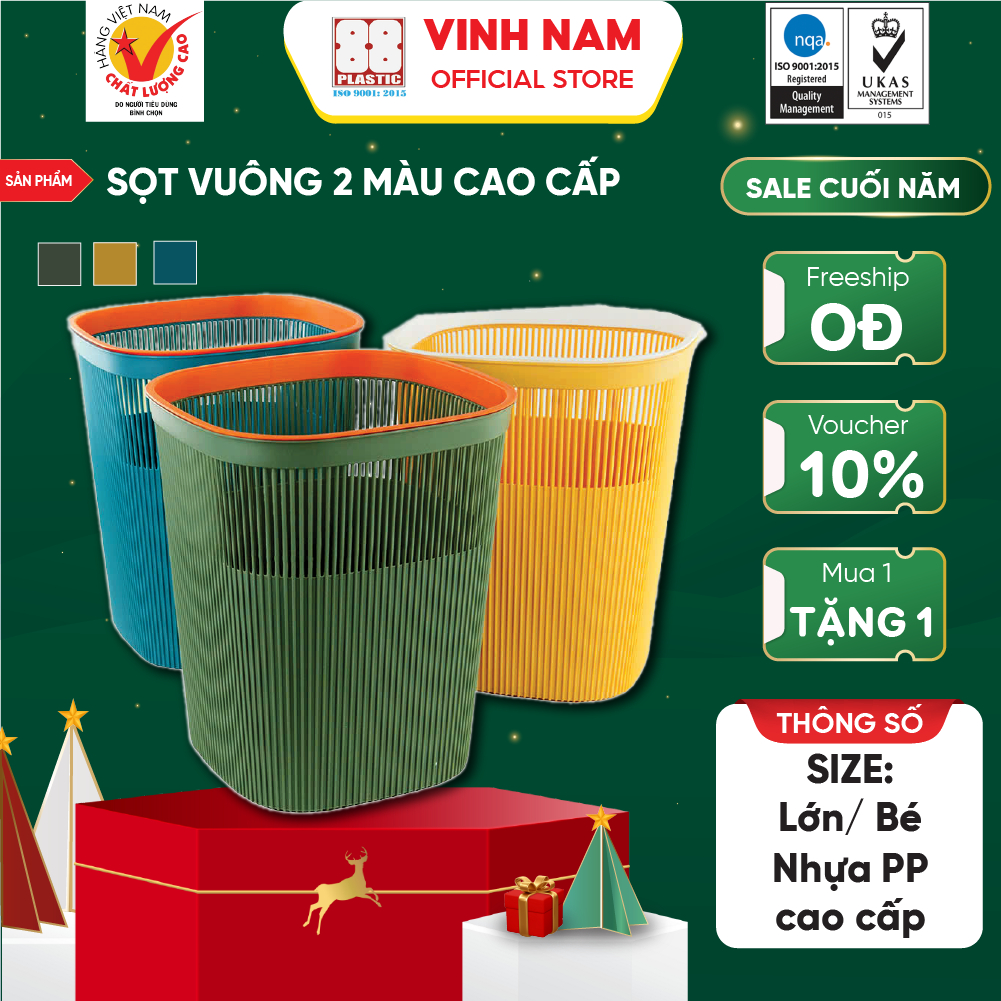 Sọt VUÔNG 2 Màu Cao Cấp VINH NAM Plastic Size Lớn Nhỏ Sọt Rác Sọt Đựng ...